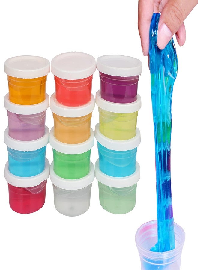 4WORDS Non Toxic DIY Crystal Clay Soft Slime Magic Mud Kit in Assorted Colours Set Toy Gifts for Girls and Boys Kids Above Age 5+ Year Old (Pack of 12) - Image 1